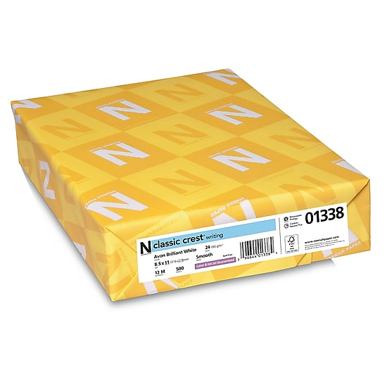 Neenah Paper® Classic Cotton Solar White 25% Cotton Wove 24 lb. Writing Watermarked 8.5x11 in. 500 Sheets